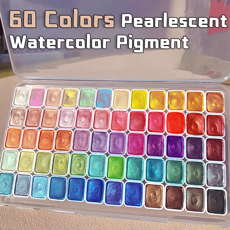 Watercolor Paint Set Solid Pigment - 20/24/60/72 Farben Perlen-Aquarell-Pigment, metallisch, schimmernd, glitzernd,