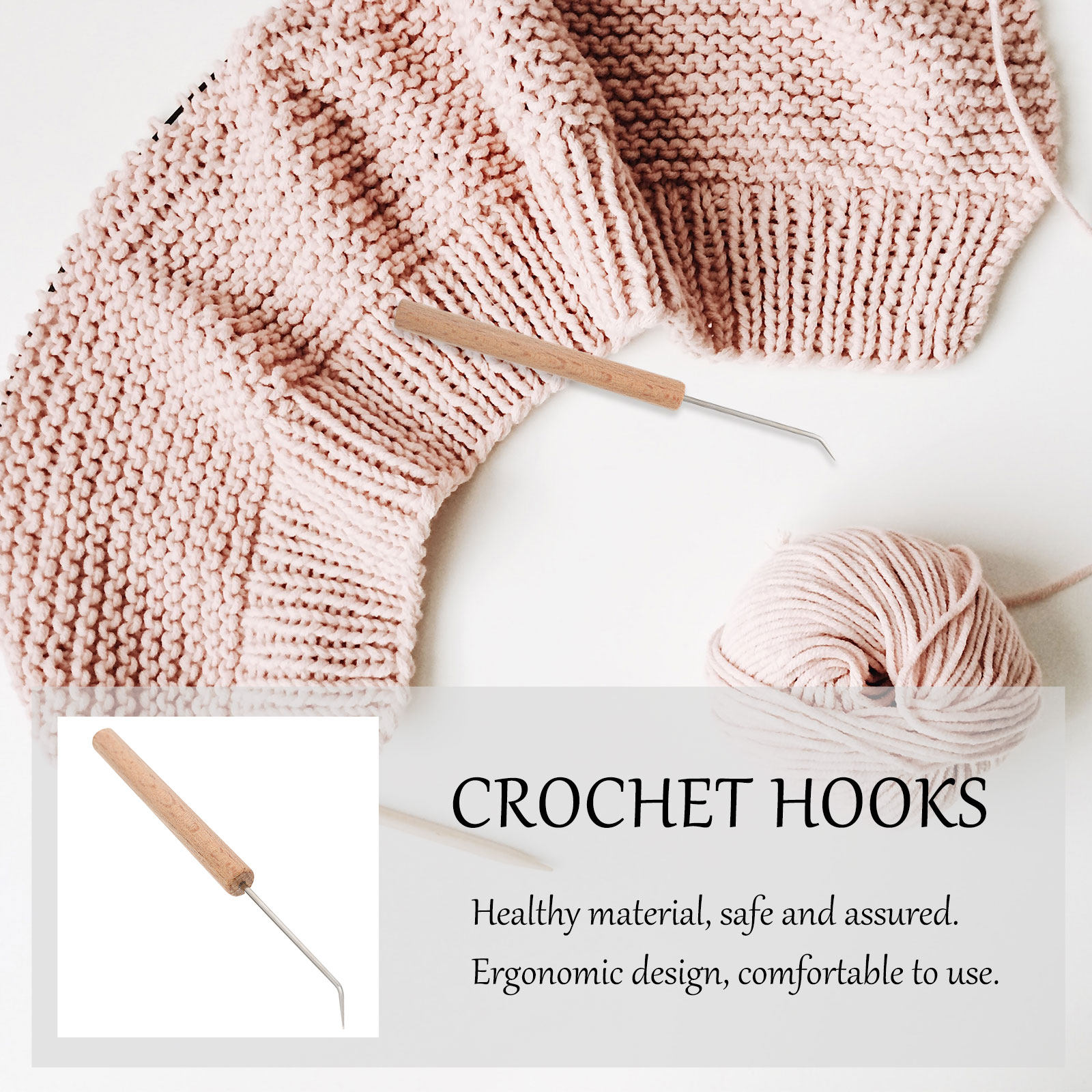 Wooden Crochet Hooks Ergonomic Handle - 1 Stück Häkelnadel mit Holzgriff, ergonomisches