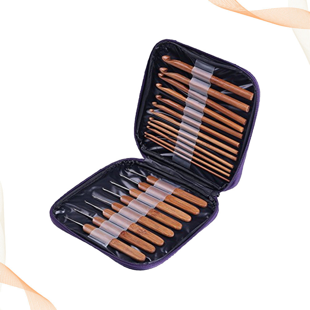 Wooden Crochet Hooks Ergonomic Handle - 1 Set Bambusholz-Häkelnadeln, rutschfester, ergonomischer Griff,
