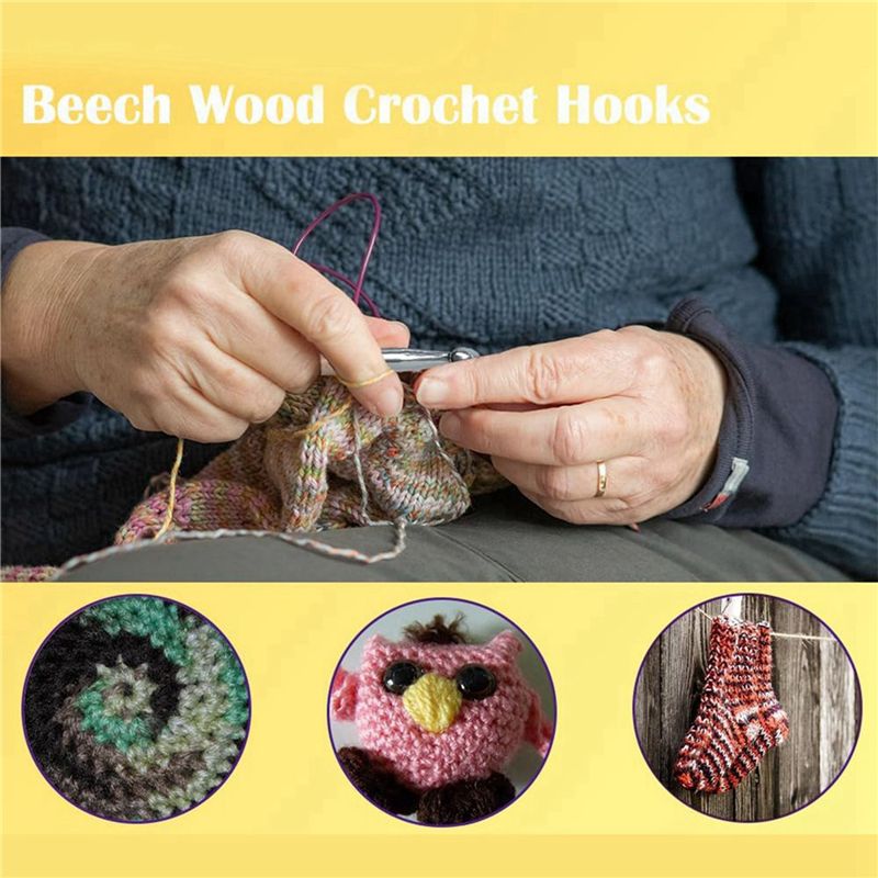 ABJI-40 Stück Holz-Häkelnadeln – Wooden Crochet Hooks Ergonomic Handle Bewertung und Preis