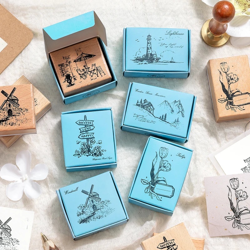 Vintage-Holzstempel mit Gummig – Scrapbooking Bewertung und Preis