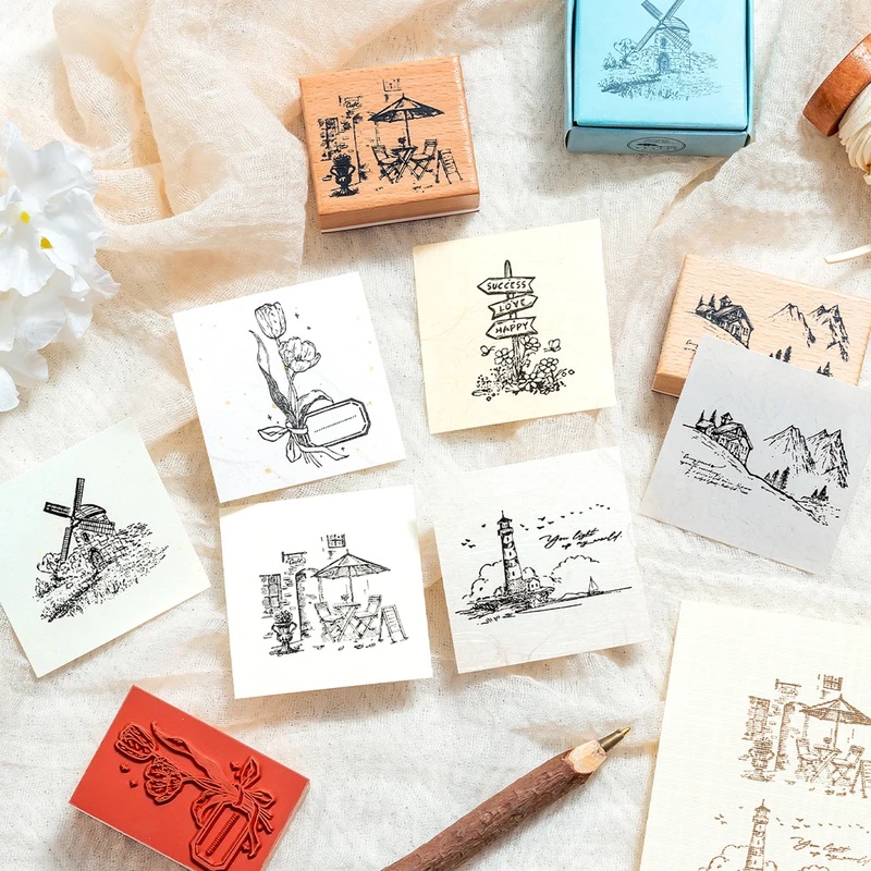 Vintage-Holzstempel mit Gummig – Scrapbooking Bewertung und Preis