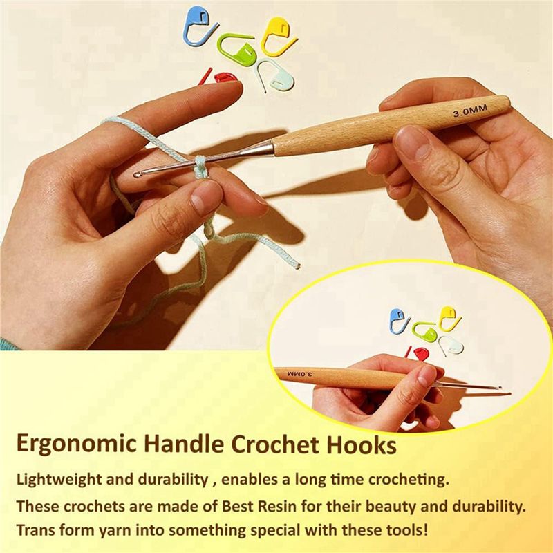 M12K-40 Stück Holz-Häkelnadeln – Wooden Crochet Hooks Ergonomic Handle Bewertung und Preis