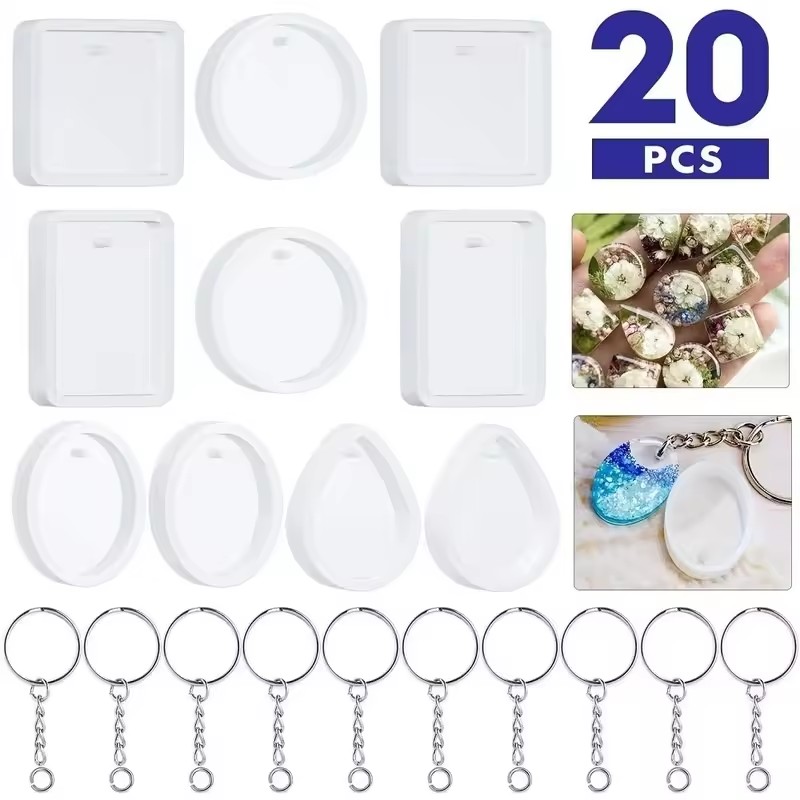 20 Stück/Set DIY Schlüsselanhä – Silicone Epoxy Resin Molds Set Bewertung und Preis
